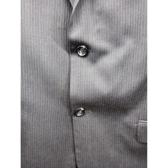 BCBG Attitude Men's Suit Coat Size 40 R 100% Wool Dark‎ Gray Pin-Stripes EUC - Picture 9 of 16